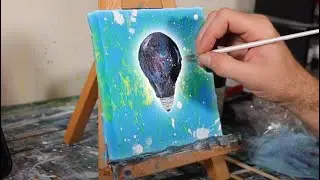 Abstract Galaxy Painting In a Light Bulb (Abstract Painting Ideas!)