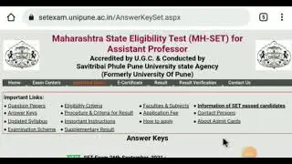 MH-SET Exam 2021 Official Answer Key Released...!