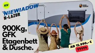 Niewiadow N-Lazur, Preishit, GFK Wohnwagen, Familiengrundriss,900Kg Gesamtgewicht, Dusche, Stockbett