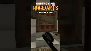 Destroying HOGWARTS 1 TNT At A Time #minecraftshorts #minecraft #minecrafthogwarts
