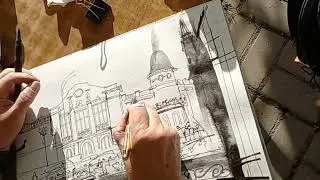 Секреты графики ПЕРО + ТУШЬ + АКВАРЕЛЬ Городская зарисовка 29.07.2022 (1)  