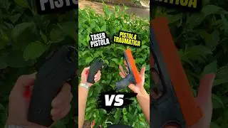 Pistola traumática VS taser pistola ¿Cual gana? #shortsfeed #short #curiosidades