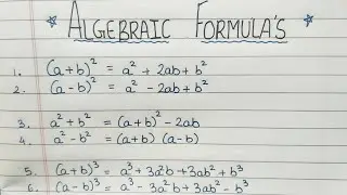 Most important Algebraic Formula || Algebra Formula || Maths Formula || Std 6th to Std 10th