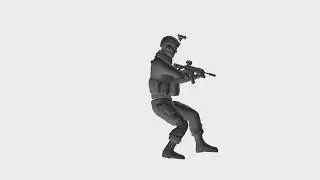 Game Animation - Locomotion Rifle Cover Right Sprint Stop L (3ds Max and Maya)