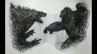 Godzilla vs Kong | Digital Scribble Drawing