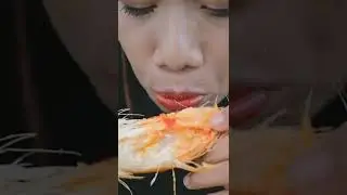 Eating coconut with salt and chili sauce, mukbang asmr