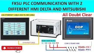 FX5U PLC COMMUNICATION WITH 2 DEFFERENT HMI DELTA AND MITSUBISHI | 2 HMI 1 PLC COMMUNICATION