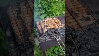 Лангустины с чесноком на мангале. #природа #food #дача