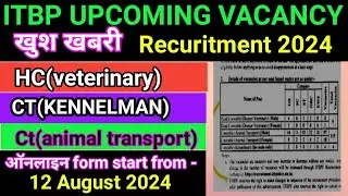 खुशखबरी 🎉🎉 ITBP VETERINARY, KENNELMAN, ANIMAL TRANSPORT VACANCY आने वाली है 💐💐. ITBP भर्ती 2024