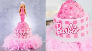 HI BARBIE!! Barbie: The Movie CAKE + Fluffy DIY Cake Stand (Super Easy)