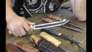 Cutting Yakut knives. Different shapes and sharpenings.