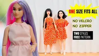 FREE pattern 2 styles doll summer dress, barbie clothes easy  DIY tutorial