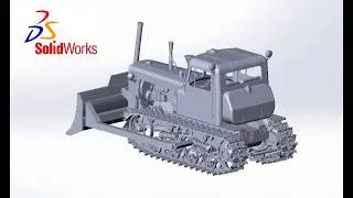 Сборка бумажной модели трактора ДТ-75 с бульдозерным оборудованием ДЗ-42Г в масштабе 1:25