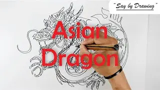 How to Draw Asian Dragon | One Line Drawing | Chinese Dragon