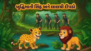 બુદ્ધિમાની સિંહ અને લાલચી દીપડો | Budhimani Sinh ane Lalchi Dipdo | Gujarati Bal Varta | Lion Story