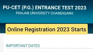 PU-CET PG 2023 Registration start | Panjab University Chandigarh 2023 MSc entrance form out
