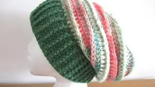 Riptide Slouch Hat - Beehive Slouch Hat Crochet Slouch hat Tutorial - Left