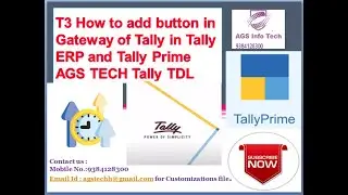 T3 How to add button in Gateway of Tally in Tally ERP Tally Prime Tally TDL Tutorials | Learn TDL