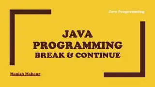 Java Programming - Break & Continue Statements
