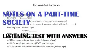 NOTES ON A PART-TIME SOCIETY listening test 