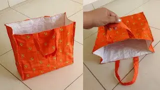प्लास्टिक बोरी से बनाएं खुबसूरत हैंडबैग- Handbag cutting and stitching at home/diy bags/shopping bag