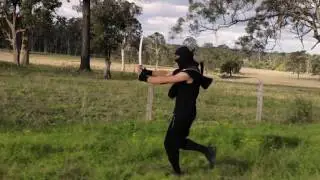 Andy saunders ninja Worrier tapping it in