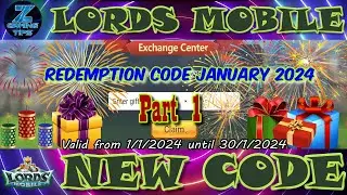Lords mobile New Redeem 🎁🎁🎁 Code New | Redemption Code January 2024 - Part 1 | Lords Mobile 🎉