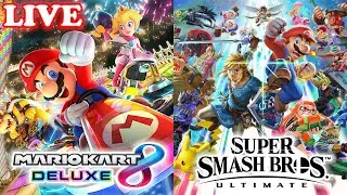 Mario Kart 8 Deluxe and Super Smash Bros Ultimate Live w/Viewers!