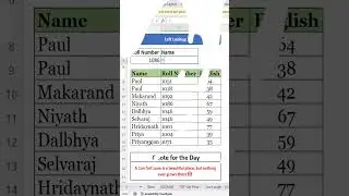 Day 18 - Left Lookup in Excel #exceltricks #excel #exceltutorial #exceltips #vlookup