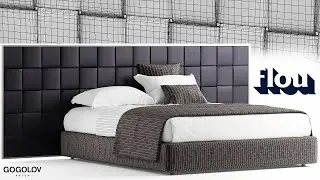 №211. Modeling Bed " Flou jaipur bed " Autodesk 3ds Max & marvelous design