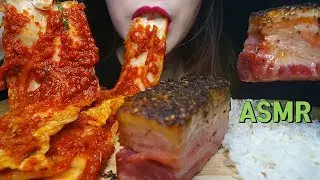 ASMR 핫하게 매운 실비김치 먹방(ft.통삼겹살, 밥) Spicy Silbi Kimchi, Pork Belly, Rice MUKBANG Eating Sounds