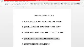 5 TRICKS IN MS WORD