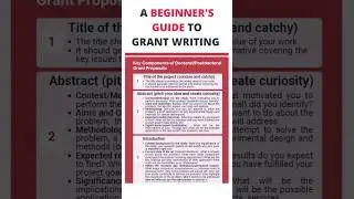 Key components of doctoral and postdoctoral grant proposals (A beginner's guide to grant writing)