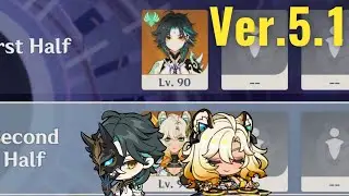 【原神】Ver.5.1 魈＆シロネンの両単騎で螺旋12層 星9クリア / Ver.5.1 Spiral Abyss Floor 12 Xiao ＆ Xilonen ☆9 Stars