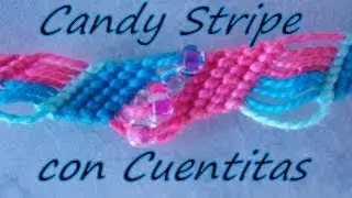 Pulsera de Hilo: Candy Stripe con Cuentitas
