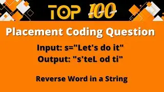 Top 100 Coding Question for Placement - 25 | Reverse Words in a String