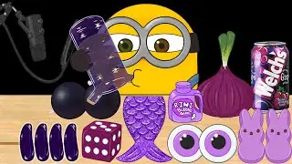 [ASMR] 미니언즈 보라색 음식 애니 먹방 (Minions  Purple food Animation Mukbang)