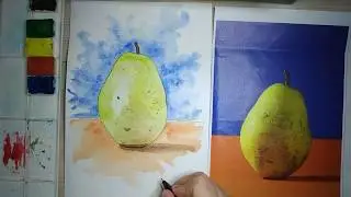 Как нарисовать Грушу акварелью. Уроки рисования. Скетчинг для начинающих