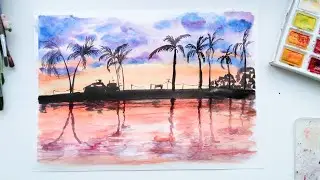 Закат, пальмы, море