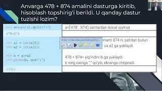 9-sinf. Python. 11-dars. PYTHONDA OPERATOR VA IFODALAR