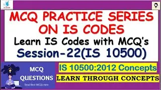 IS 10500 Most Expected MCQ's on Civil Engineering IS Codes|Drinking Water MCQ Practice Series|P-22