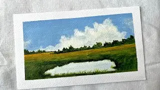 Acrylic Landscape tutorial for Beginners /Easy Acrylic Painting on paper