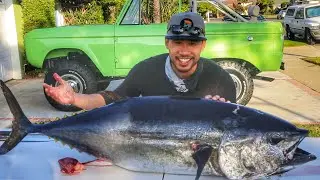 CATCH AND EAT RAW BLUEFIN TUNA (DELICIOUS RAW TUNA SALAD WITH A TWIST)!!