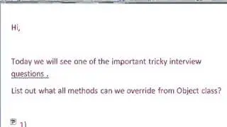 List out methods we can override from Object class in java!
