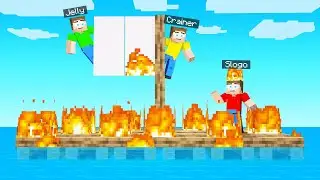 OUR RAFT CAUGHT FIRE In Minecraft!