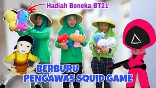 TANTANGAN MENANGKAP PENGAWAS SQUID GAME BERHADIAH BONEKA BT21 | CHIKAKU FAMILY