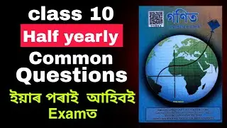 Class 10 Half yearly 2024 Maths common questions SEBA board