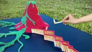 🌋🚀The Most Beautiful Volcano Made Of 200,000 Matchsticks Ever. 🔥😱MatchChainReactionAmazingFireDomino
