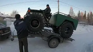 Погрузка вездехода на прицеп. Поехал к своему владельцу