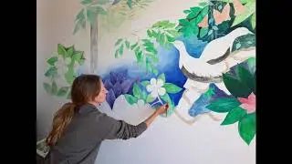 Tropical forest.Mural painting